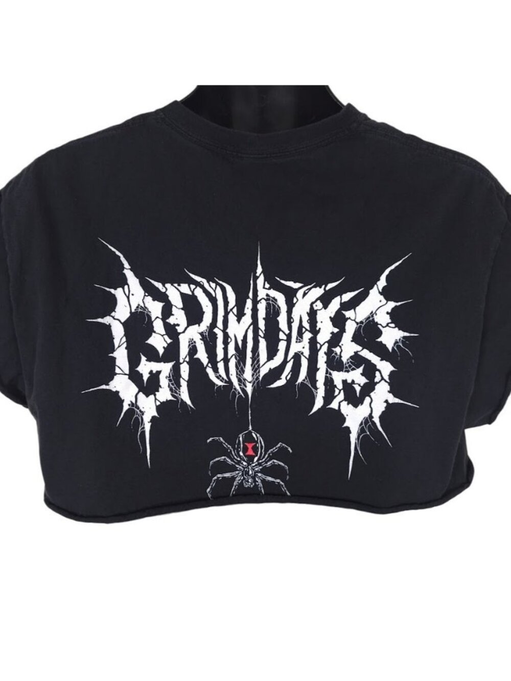 Black Widow Spider Crop Top T Shirt Womens Size Large Black Grim Days Streetwear